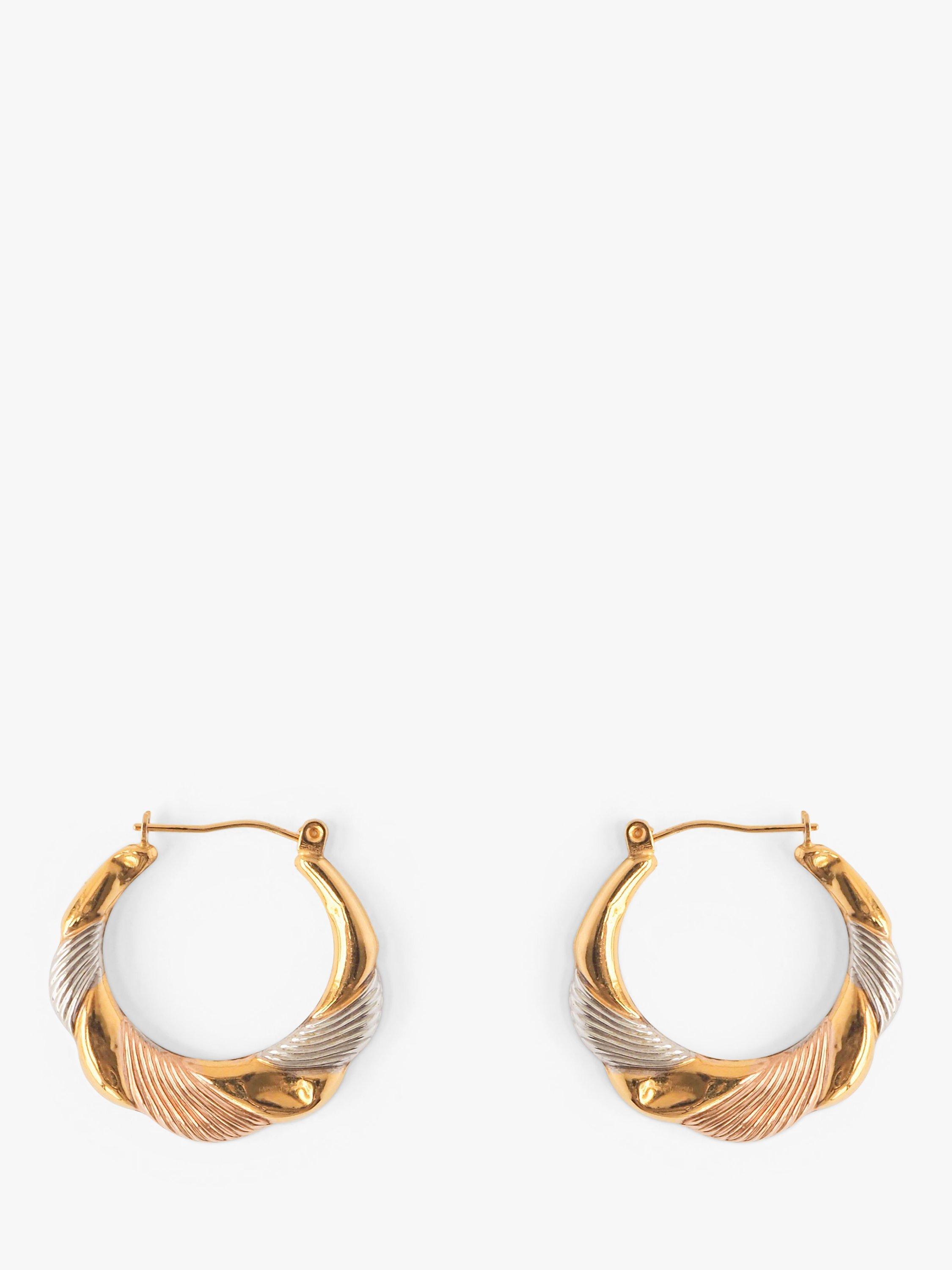 L & T Heirlooms Pre-Loved 9ct Tri-Colour Gold Hoop Earrings