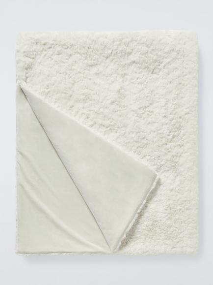 John Lewis Luxury Faux Fur Throw, White - view 2, White