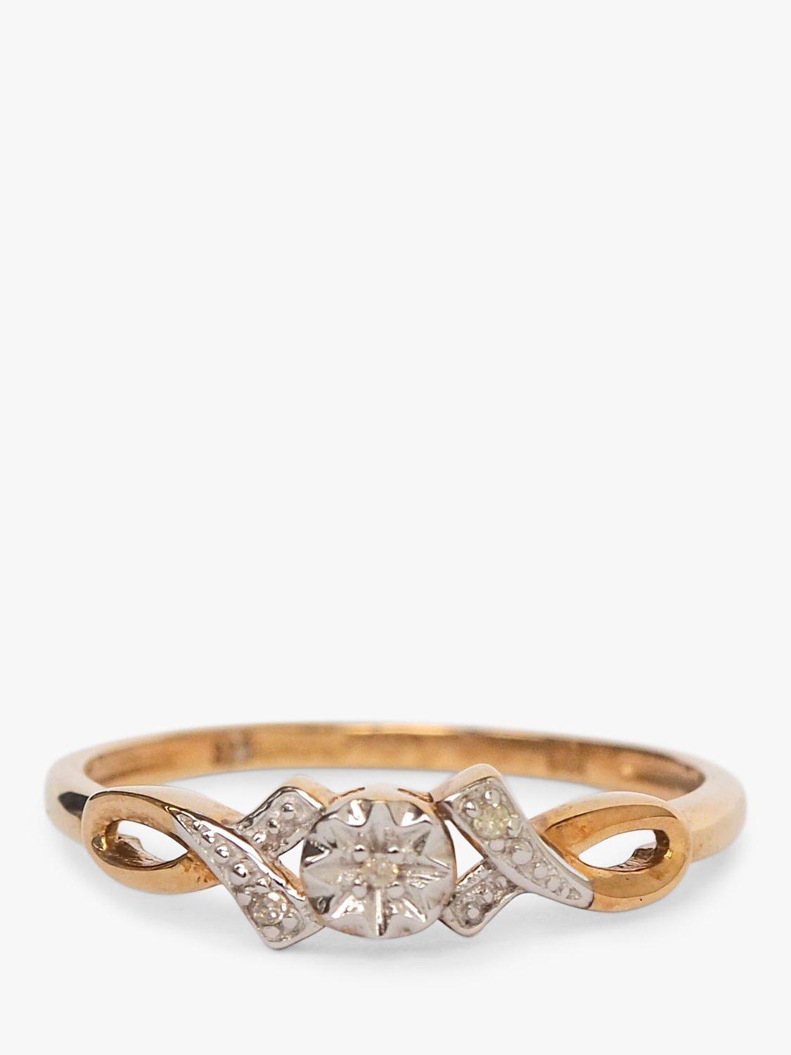 L & T Heirlooms Pre-Loved 9ct Yellow Gold Diamond Dress Ring, Dated Circa 1980
