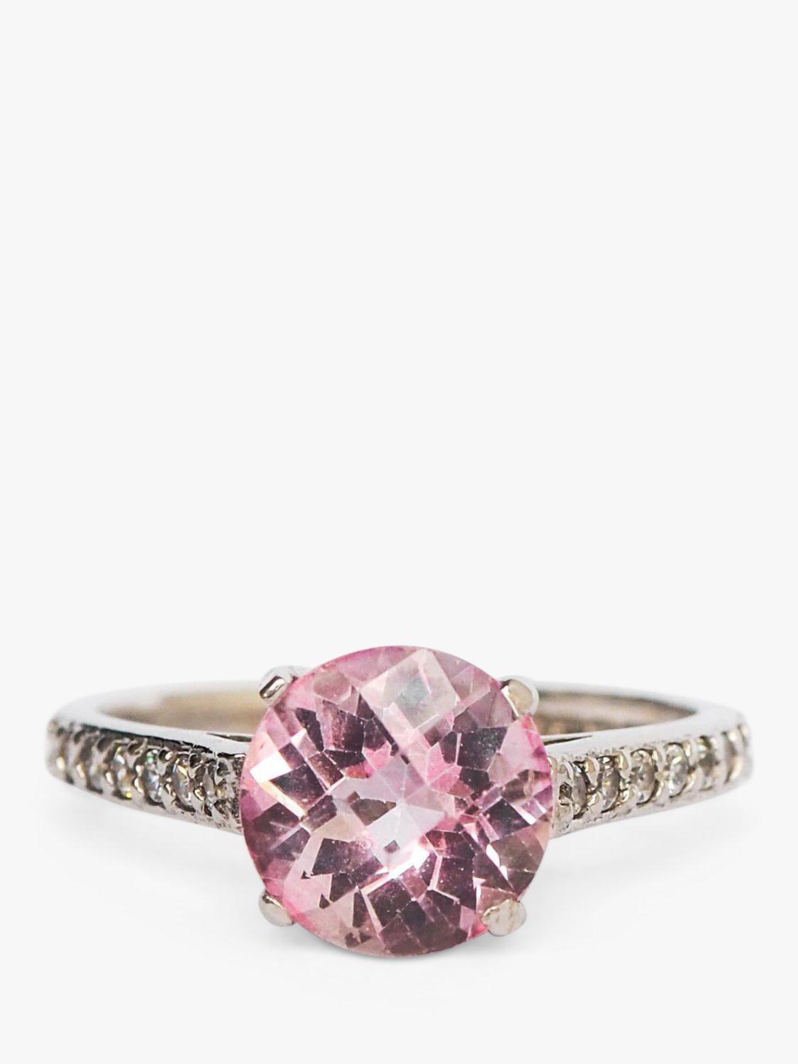 L & T Heirlooms Pre-Loved 9ct White Gold Rose Quartz Dress Ring