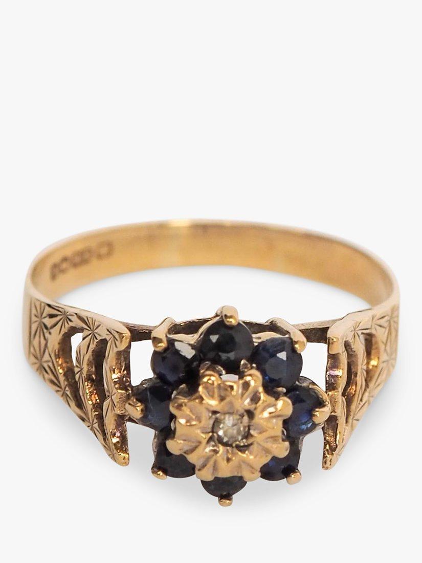 Product image 1 of 1, which shows L & T Heirlooms Pre-Loved 9ct Yellow Gold Diamond and Sapphire Ring, Dated Circa 1979, Gold