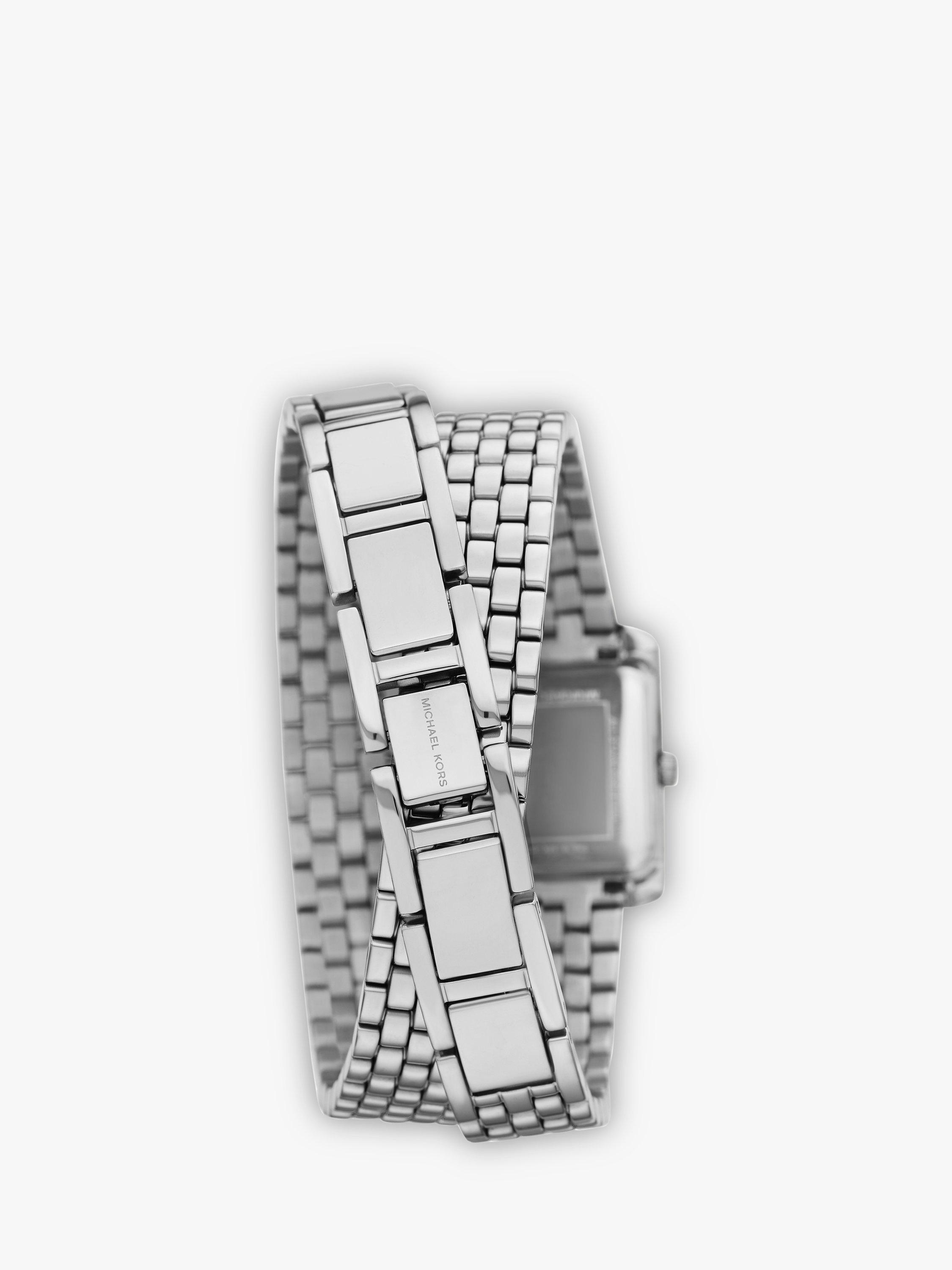 Product image 3 of 4, which shows Michael Kors Women's Emery Crystal Double Wrap Bracelet Strap Watch, Silver MK4834