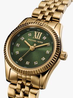 Michael Kors Women's Lexington Crystal Bracelet Strap Watch - view 2, Gold/Green
