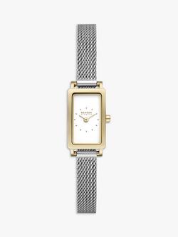 Skagen SKW3147 Women's Hagen Micro Mesh Strap Watch, Silver/White, Silver/White