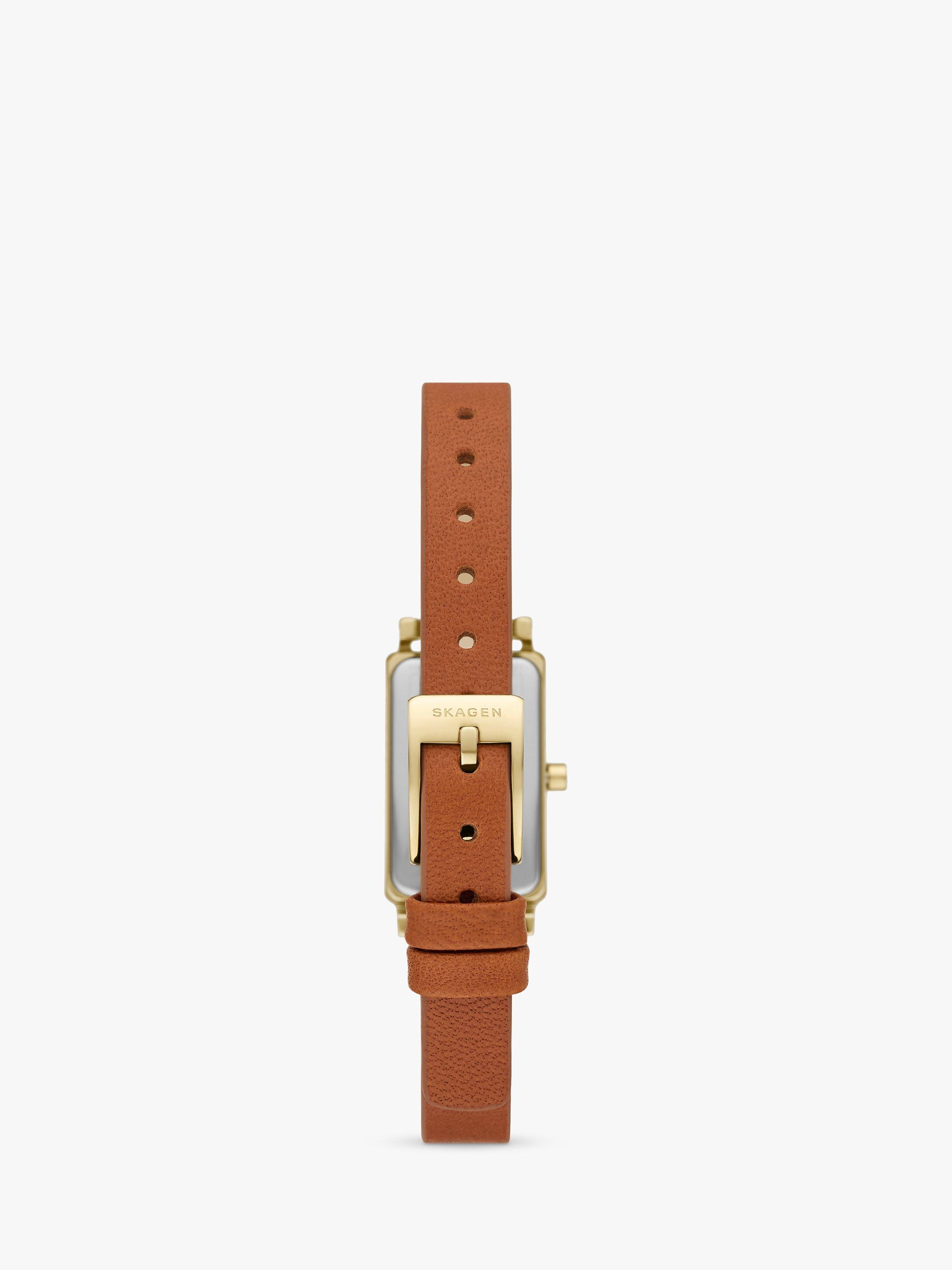 Skagen SKW3149 Women s Hagen Micro Leather Strap Watch Brown White