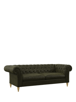 John Lewis Cromwell Grand 4 Seater Leather Sofa Bed, Light Leg, Demetra Green