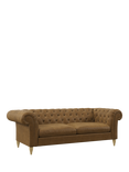 John Lewis Cromwell Grand 4 Seater Leather Sofa Bed, Light Leg, Demetra Light Tan