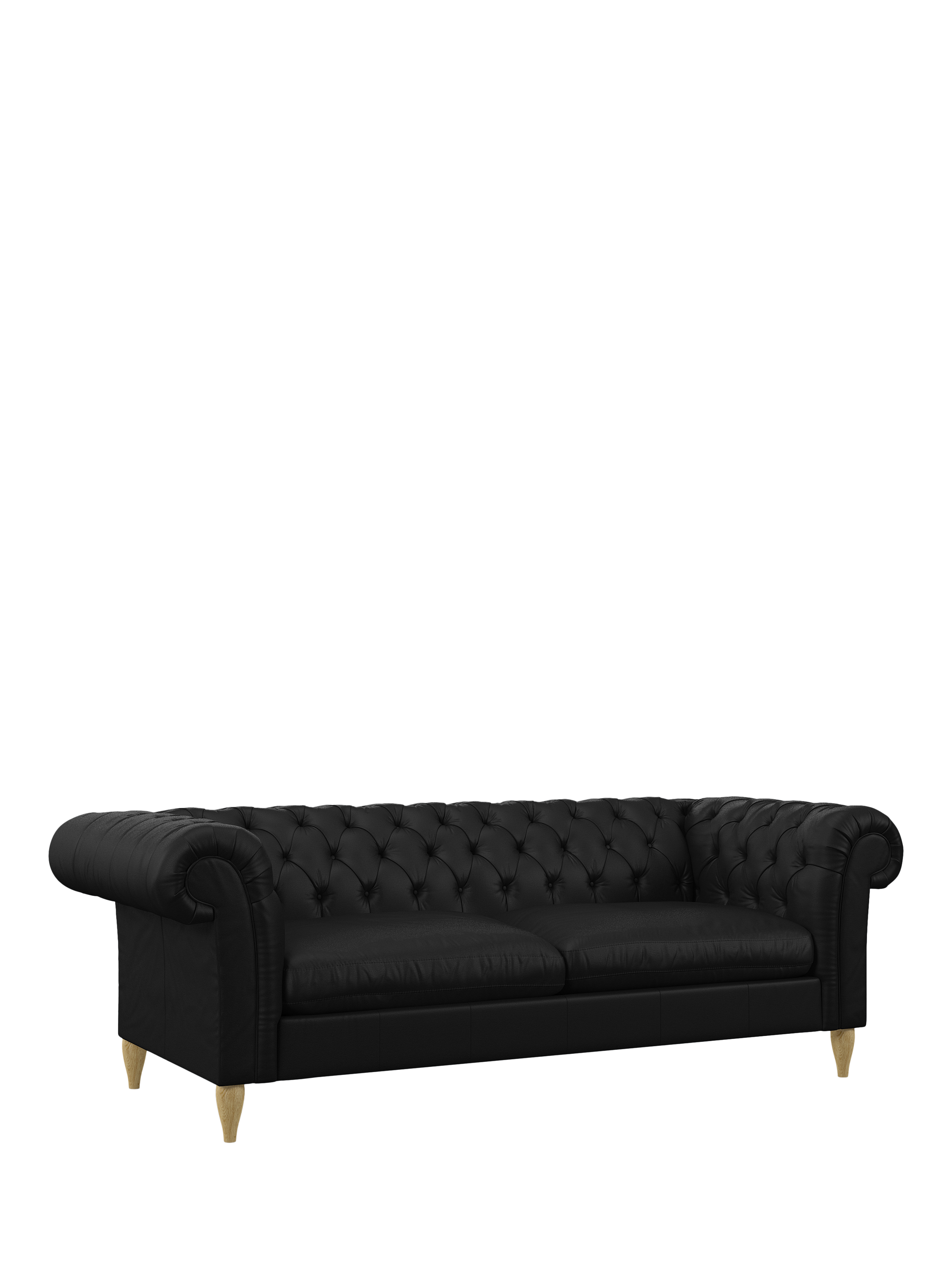 Cromwell Range, John Lewis Cromwell Grand 4 Seater Leather Sofa Bed, Light Leg, Matt Black