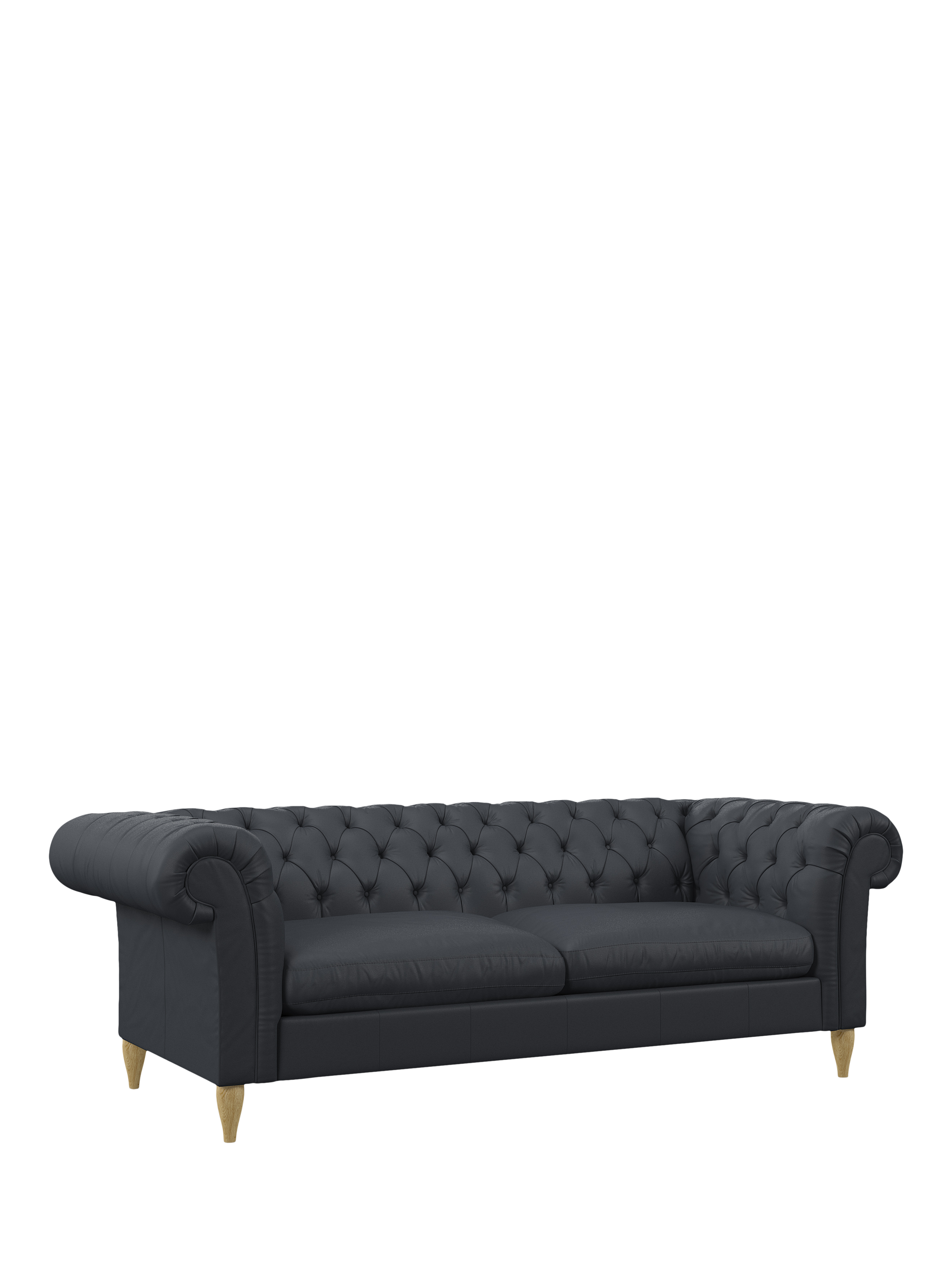 Cromwell Range, John Lewis Cromwell Grand 4 Seater Leather Sofa Bed, Light Leg, Matt Navy