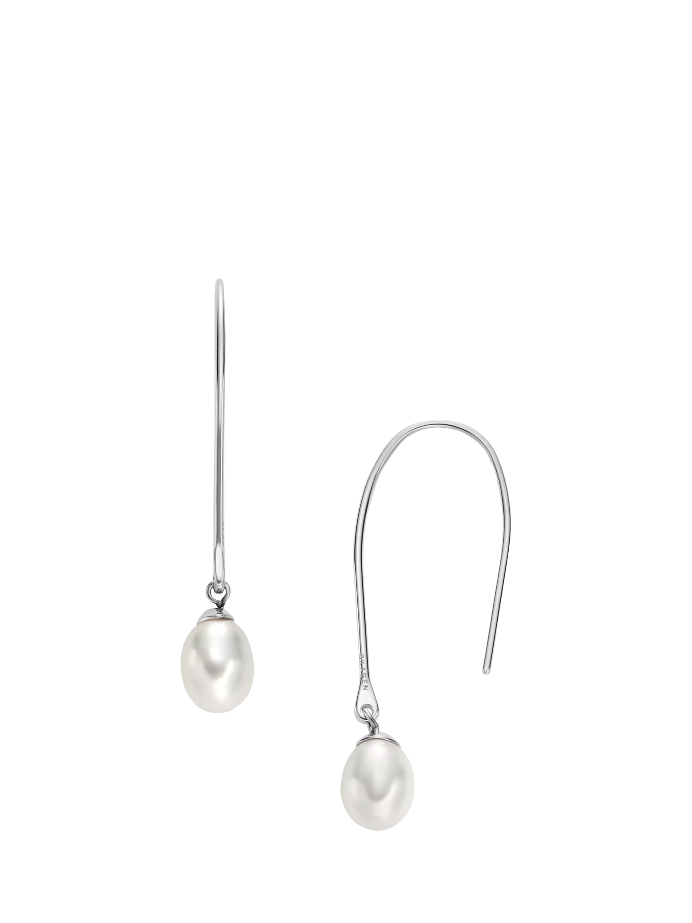 Skagen Pearl Drop Earrings Silver