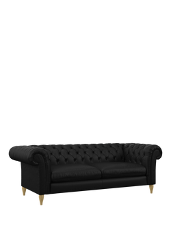John Lewis Cromwell Grand 4 Seater Leather Sofa, Light Leg, Matt Black