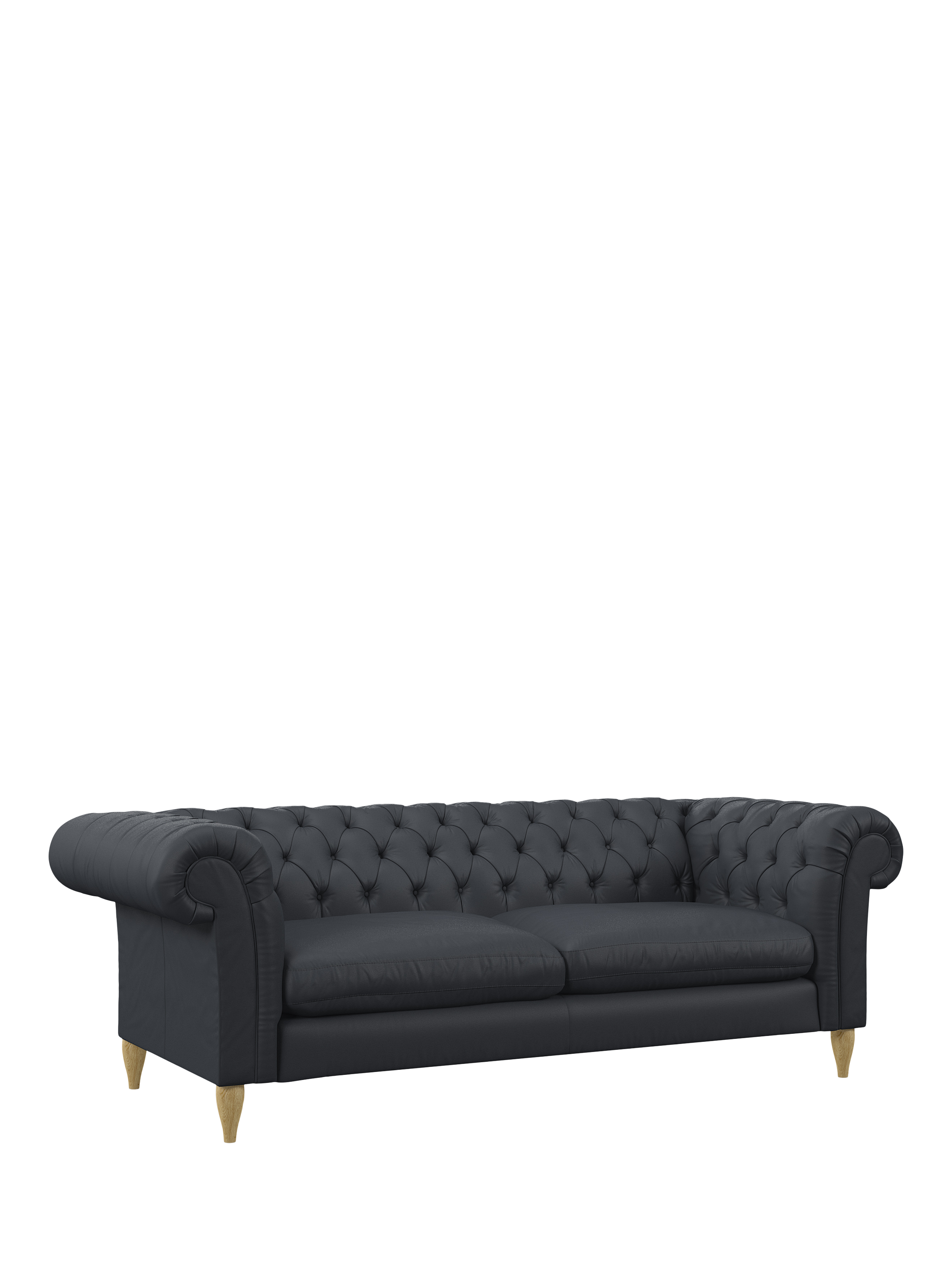 Cromwell Range, John Lewis Cromwell Grand 4 Seater Leather Sofa, Light Leg, Matt Navy