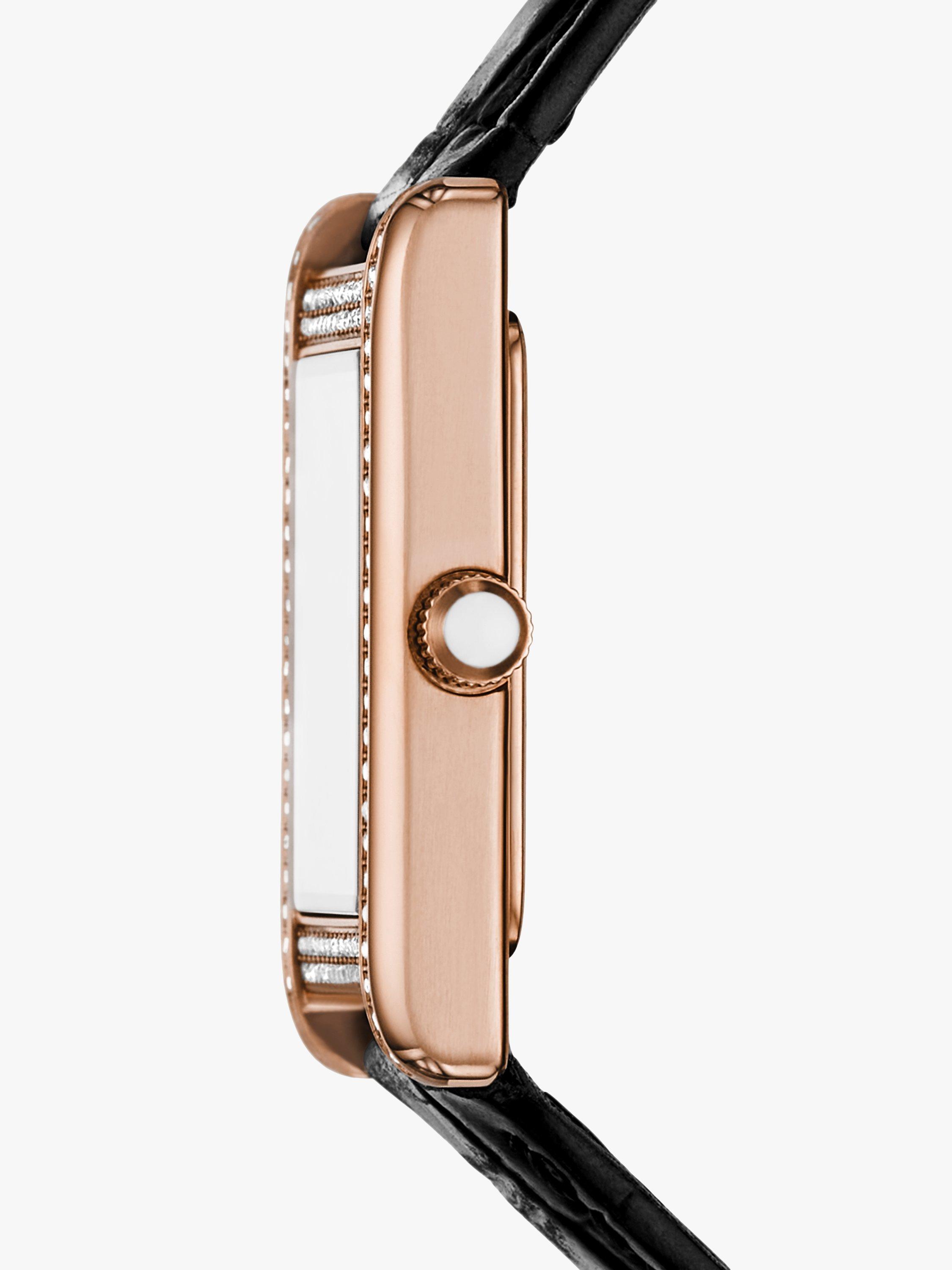 Product image 3 of 5, which shows Emporio Armani AR11624 Women's Crystal Leather Strap Watch, Rose Gold/Black