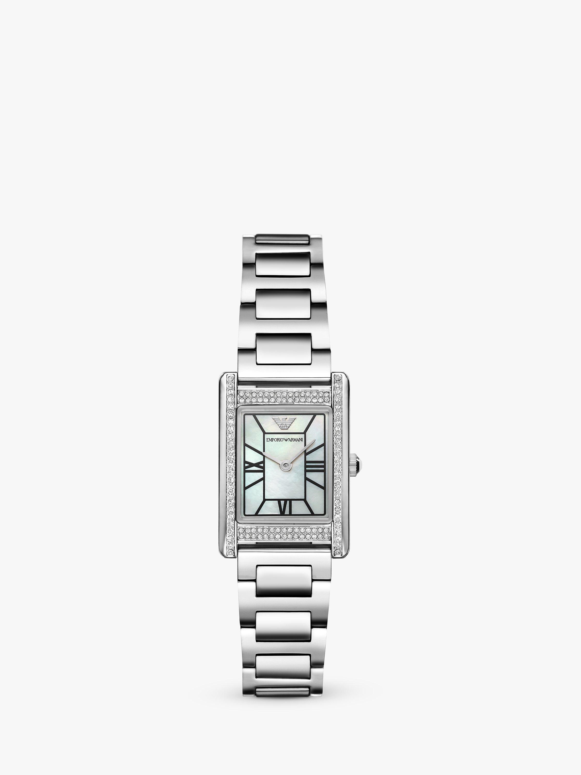 Product image 1 of 7, which shows Emporio Armani AR11625 Women's Genni Crystal Bracelet Strap Watch, Silver