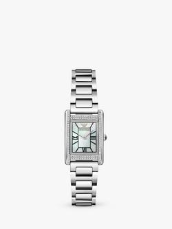 Emporio Armani AR11625 Women's Crystal Bracelet Strap Watch, Silver, Silver