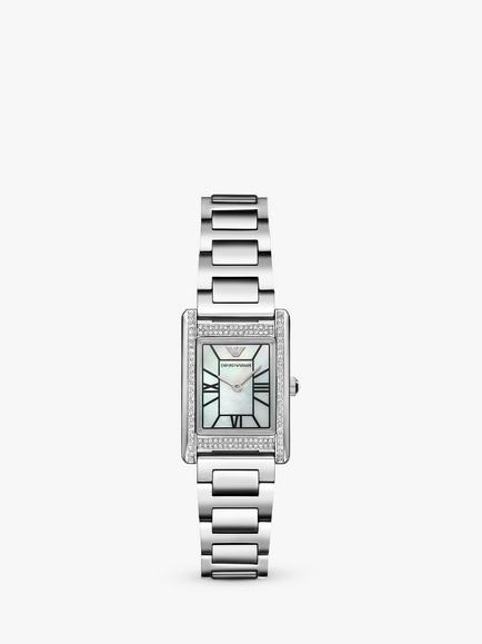 Emporio Armani AR11625 Women's Crystal Bracelet Strap Watch, Silver, Silver