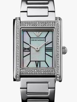 Emporio Armani AR11625 Women's Crystal Bracelet Strap Watch, Silver - view 2, Silver