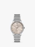 Emporio Armani Men's Automatic Date Bracelet Strap Watch, Eggshell/Silver