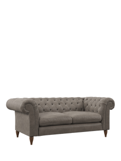 John Lewis Cromwell Large 3 Seater Leather Sofa, Dark Leg, Demetra Grey