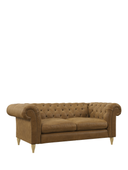 John Lewis Cromwell Large 3 Seater Leather Sofa, Light Leg, Demetra Light Tan