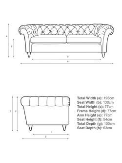 John Lewis Cromwell Large 3 Seater Leather Sofa, Dark Leg - view 2, Matt Black