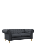 John Lewis Cromwell Large 3 Seater Leather Sofa, Light Leg, Matt Navy