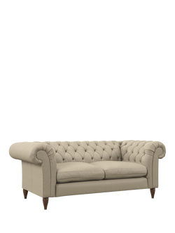 John Lewis Cromwell Large 3 Seater Leather Sofa, Dark Leg, Matt Pearl