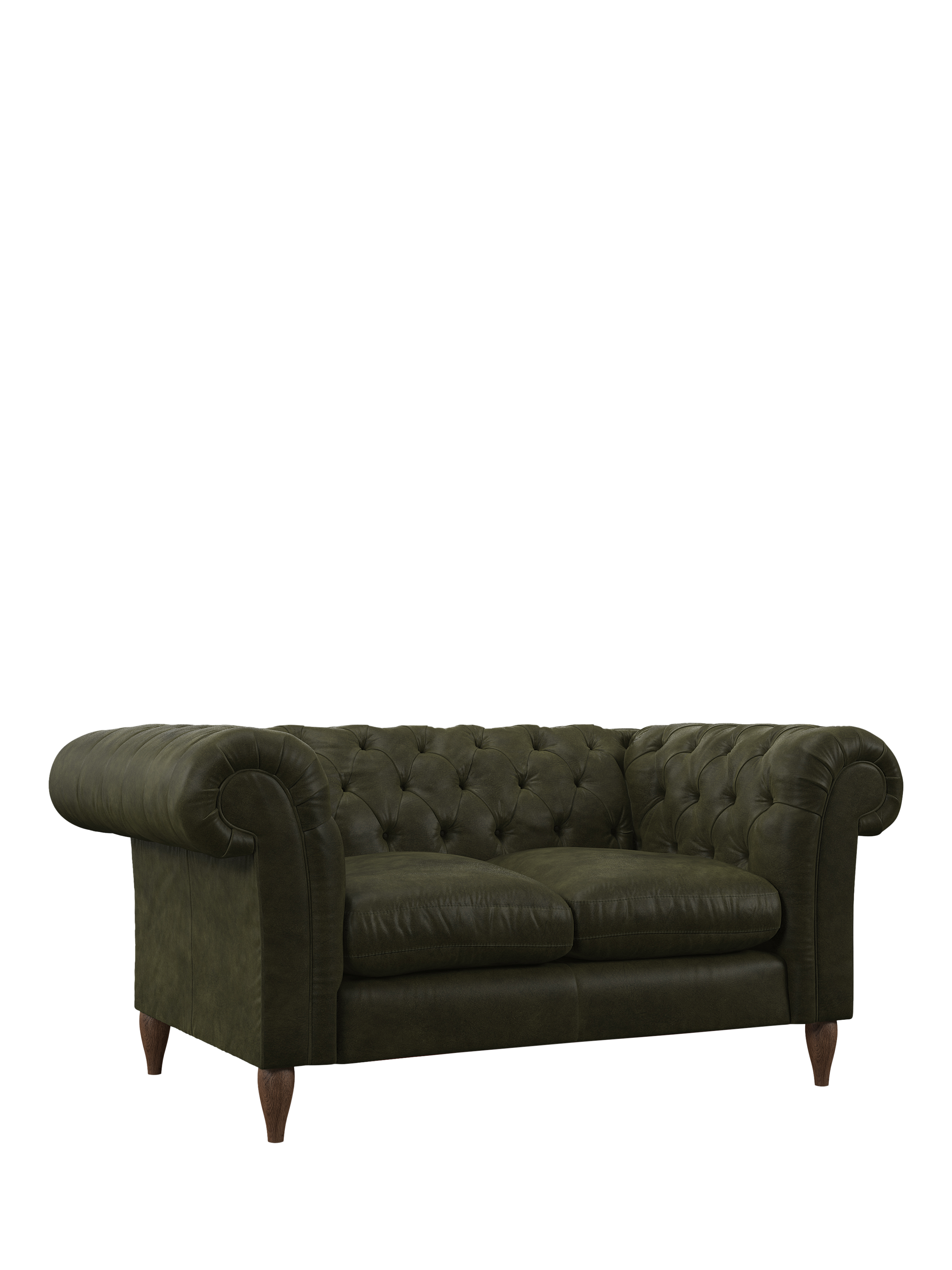 Cromwell Range, John Lewis Cromwell Small 2 Seater Leather Sofa, Dark Leg, Demetra Green