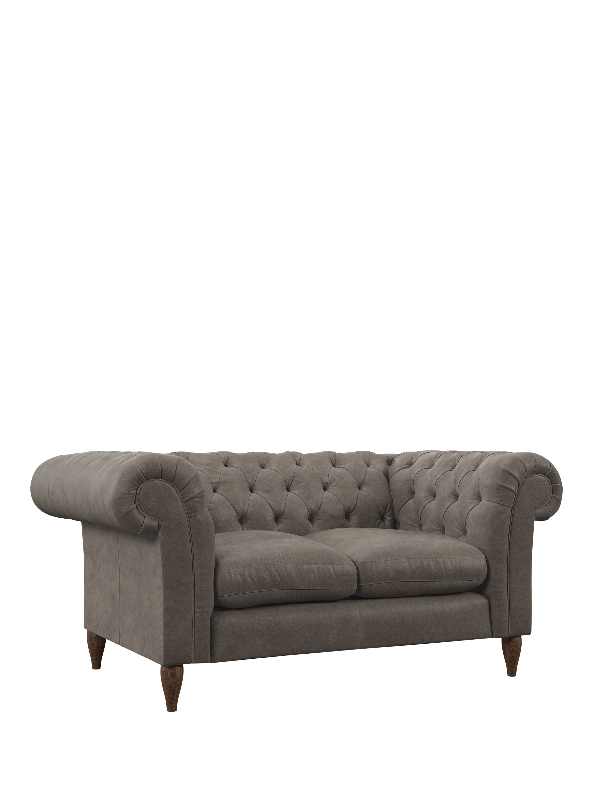 Cromwell Range, John Lewis Cromwell Small 2 Seater Leather Sofa, Dark Leg, Demetra Grey