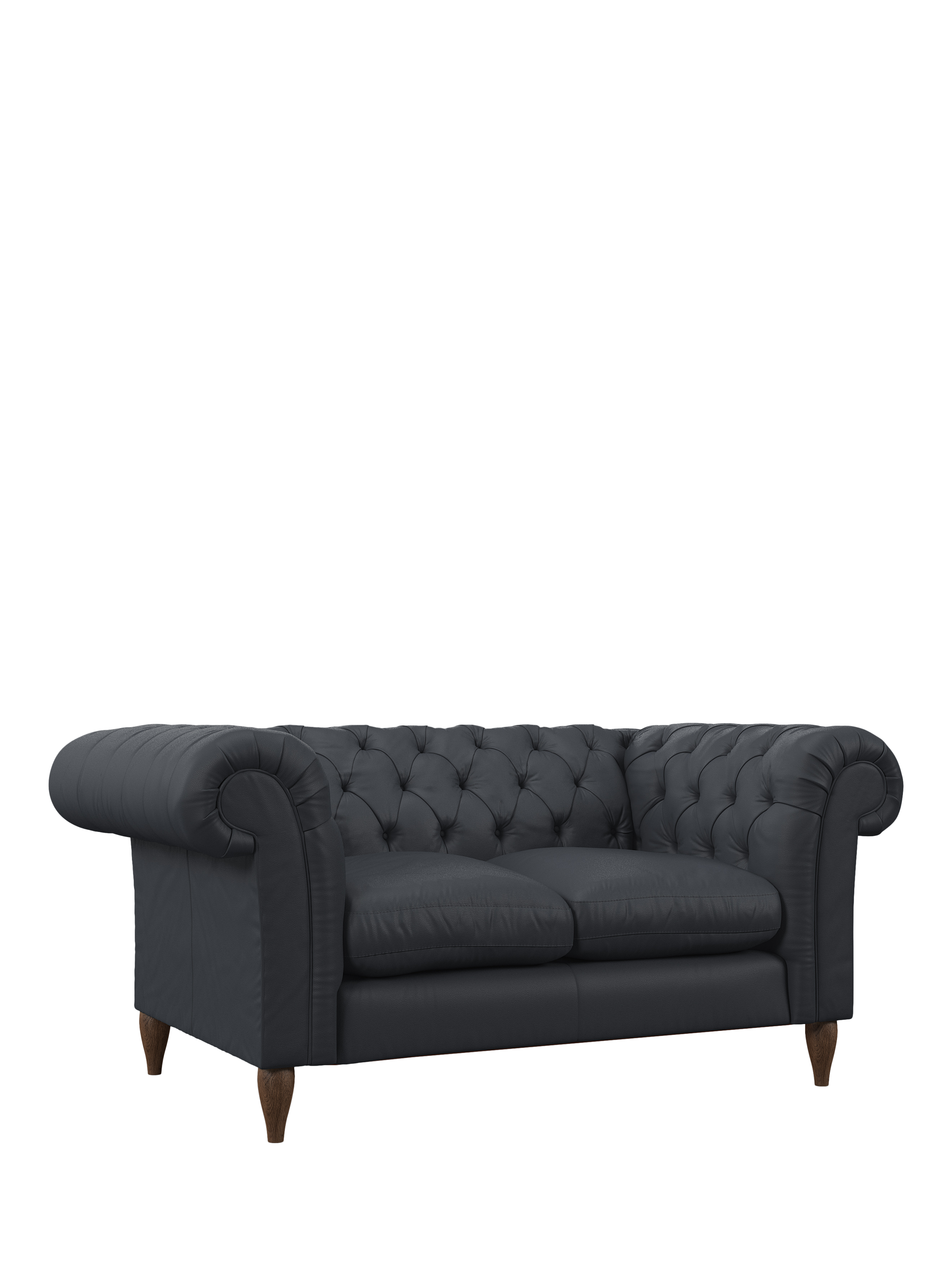 Cromwell Range, John Lewis Cromwell Small 2 Seater Leather Sofa, Dark Leg, Matt Navy
