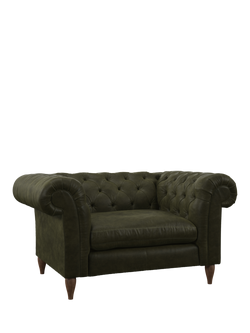 John Lewis Cromwell Leather Snuggler, Dark Leg, Demetra Green