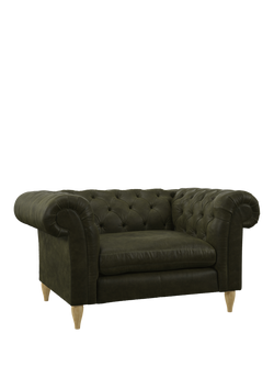 John Lewis Cromwell Leather Snuggler, Light Leg, Demetra Green