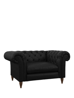 John Lewis Cromwell Leather Snuggler, Dark Leg, Matt Black