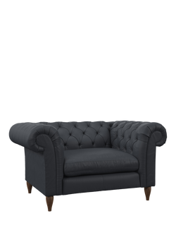 John Lewis Cromwell Leather Snuggler, Dark Leg, Matt Navy