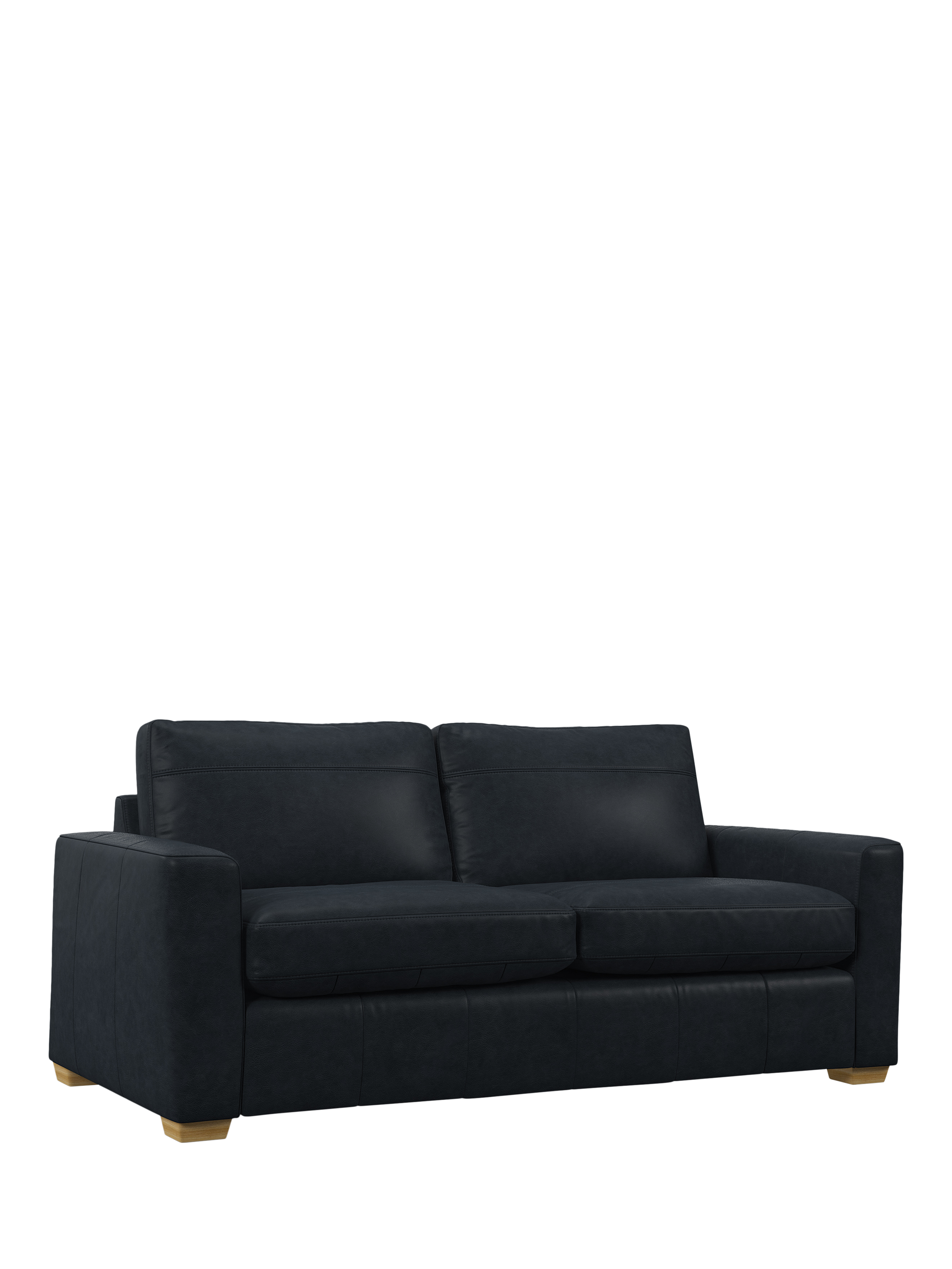 Oliver Range, John Lewis Oliver Large 3 Seater Leather Sofa, Light Leg, Vintage Jeans