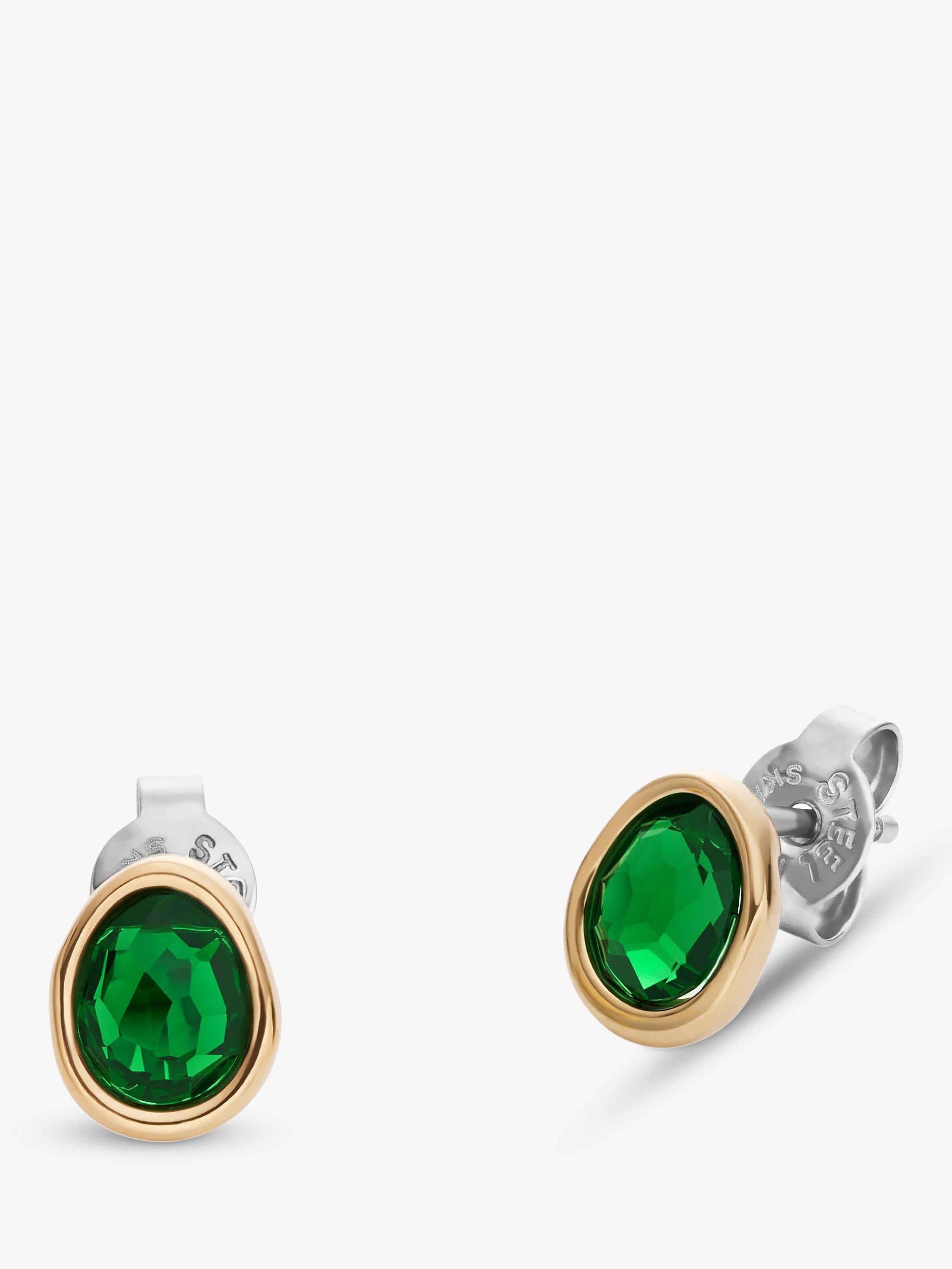 Skagen Glass Stud Earrings Green