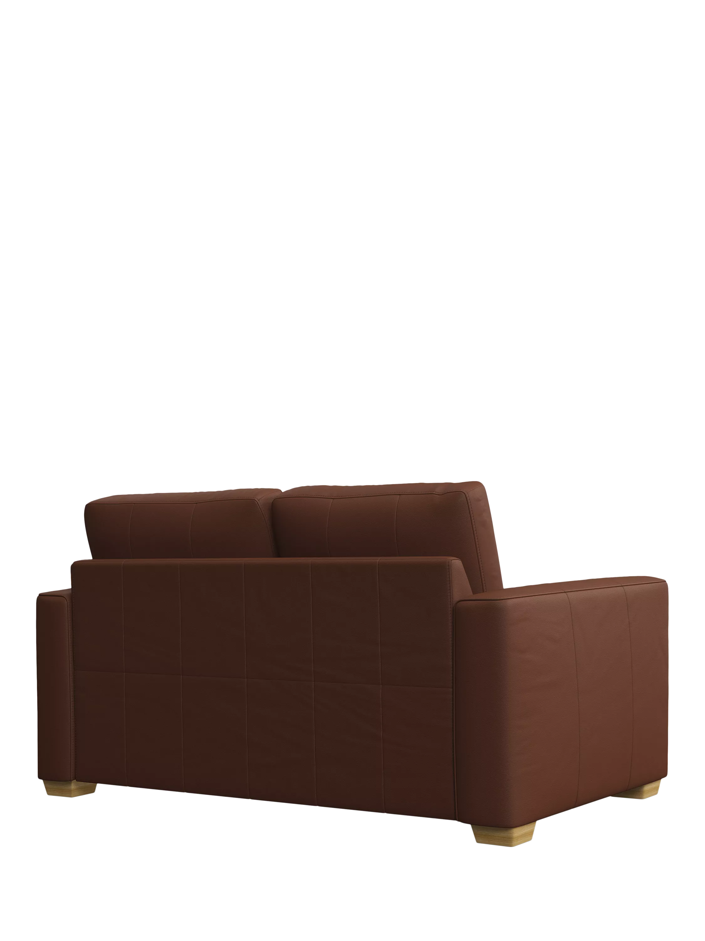 John Lewis Oliver Small 2 Seater Leather Sofa, Light Leg, Matt Chestnut