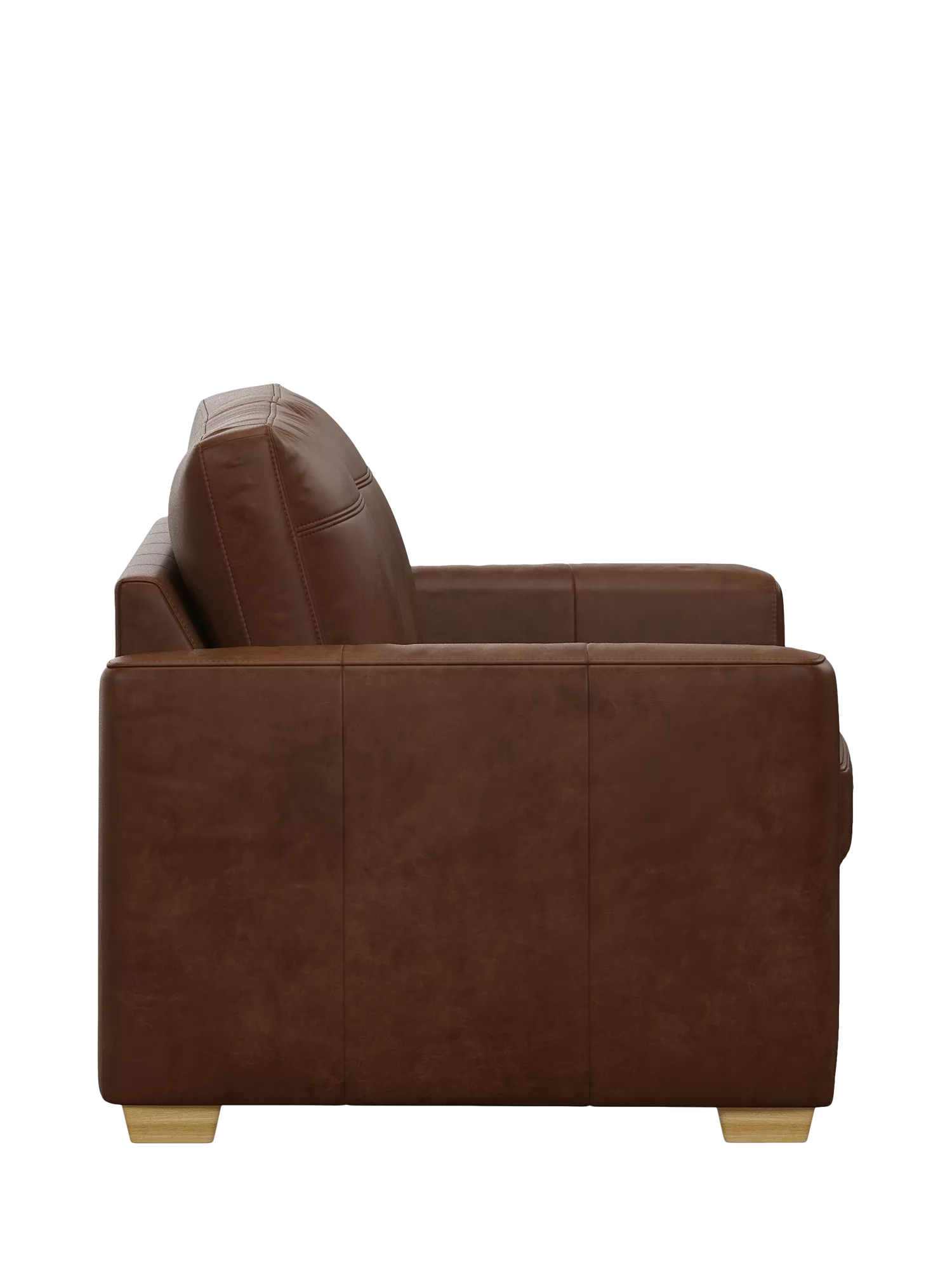 John Lewis Oliver Small 2 Seater Leather Sofa, Light Leg, Premium Cocoa