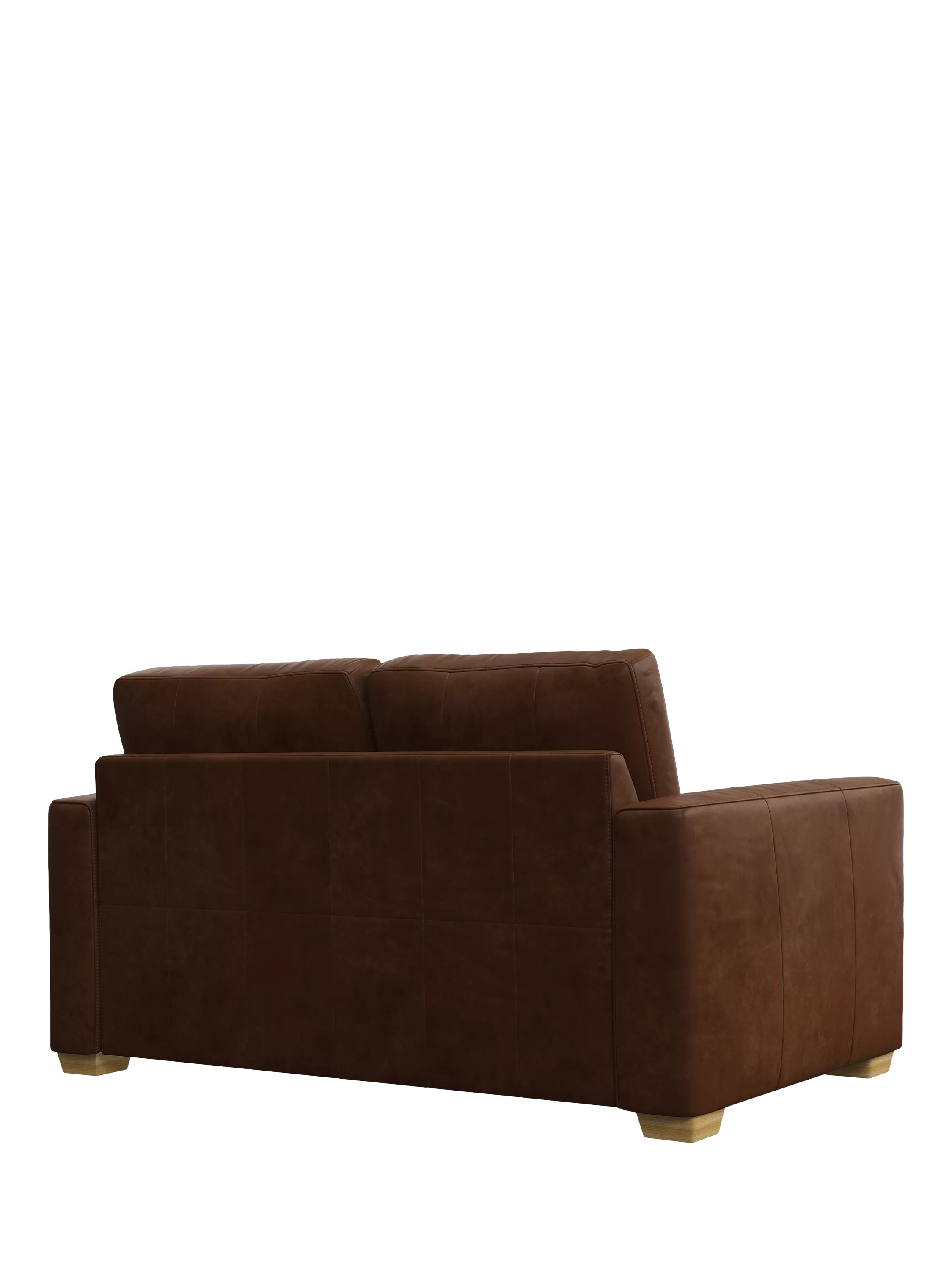 John Lewis Oliver Small 2 Seater Leather Sofa, Light Leg, Premium Cocoa