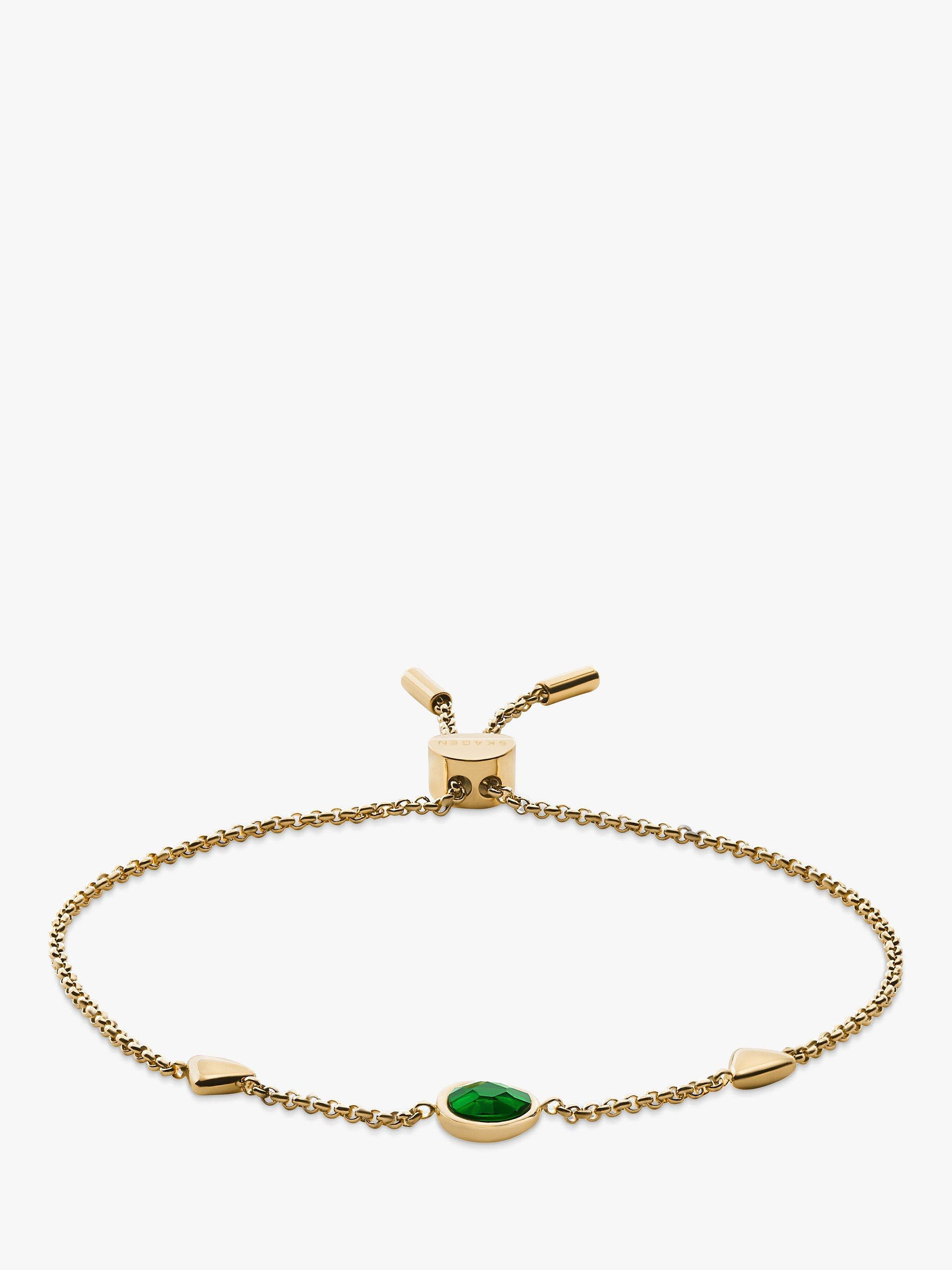Skagen SKJ1859710 Glass Station Bracelet Gold Green