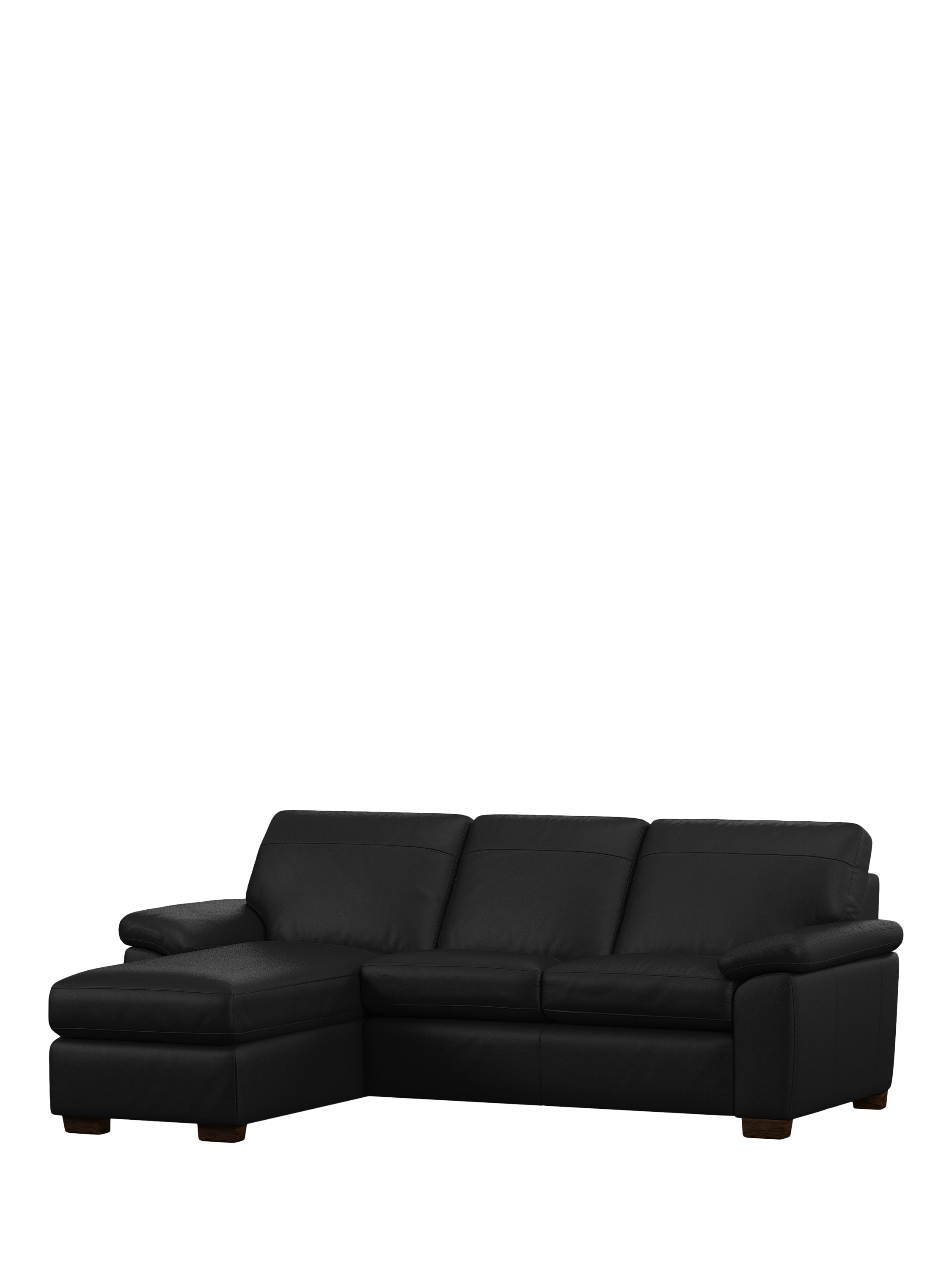 Camden Range, John Lewis Camden LHF Chaise End Leather Sofa Bed, Dark Leg, Matt Black