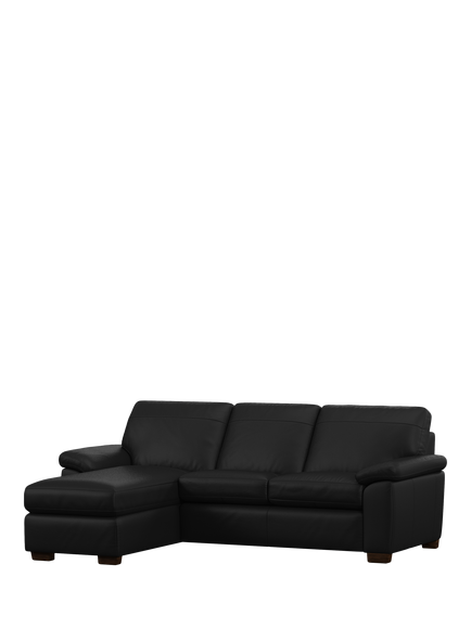 John Lewis Camden LHF Chaise End Leather Sofa Bed, Dark Leg, Matt Black