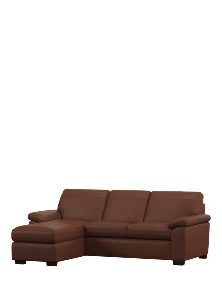 John Lewis Camden LHF Chaise End Leather Sofa Bed, Dark Leg, Matt Chestnut