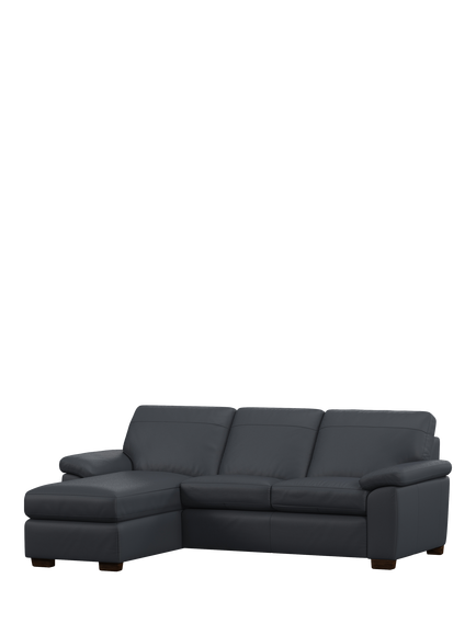 John Lewis Camden LHF Chaise End Leather Sofa Bed, Dark Leg, Matt Navy