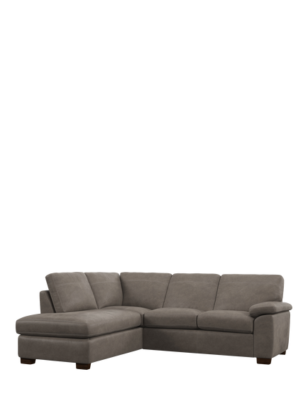 John Lewis Camden LHF Leather Corner Sofa, Dark Leg, Demetra Grey