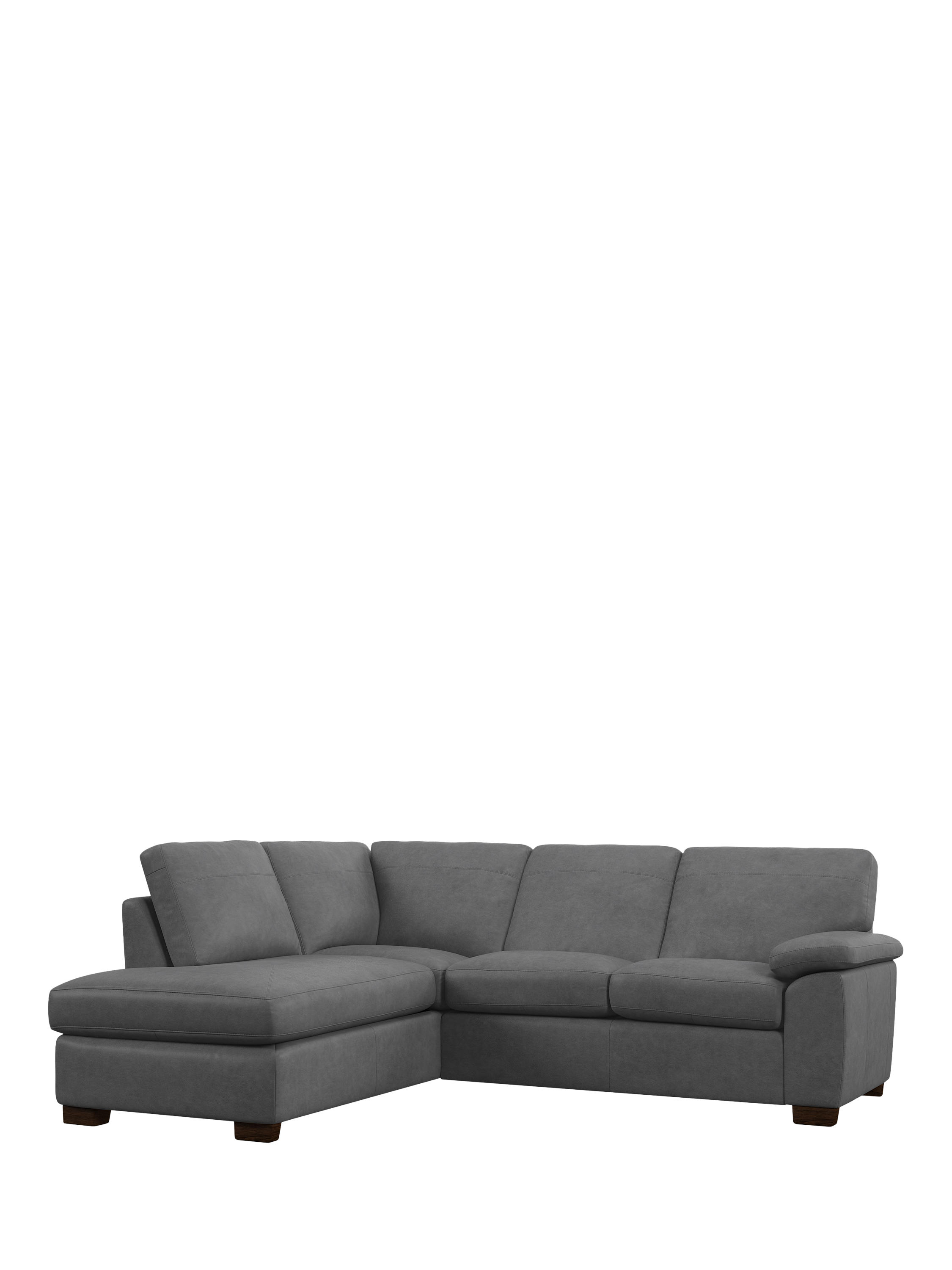 Camden Range, John Lewis Camden LHF Leather Corner Sofa, Dark Leg, Vintage Shadow