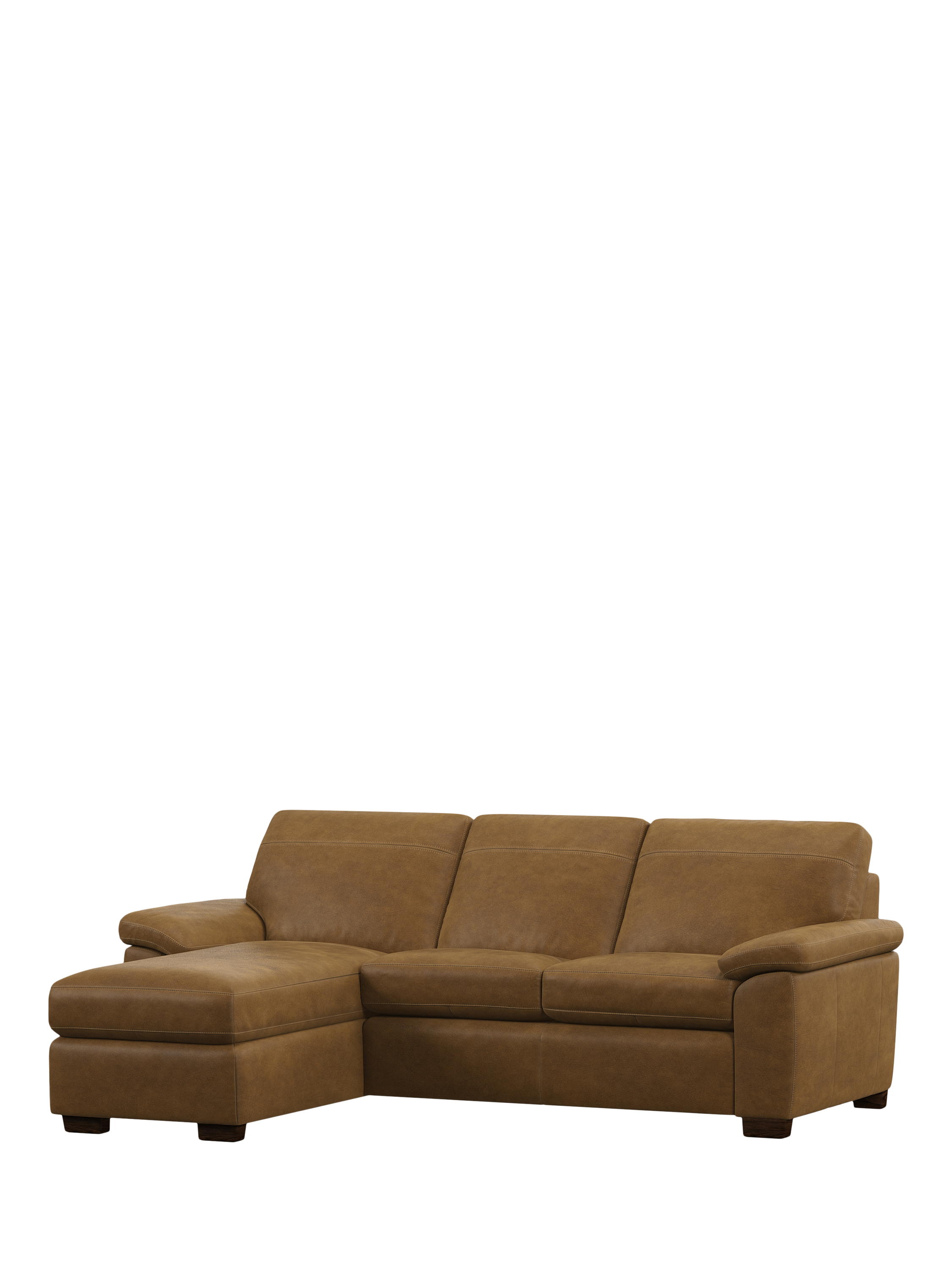 Camden Range, John Lewis Camden LHF Chaise End Leather Sofa Bed, Dark Leg, Demetra Light Tan