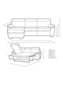 John Lewis Camden LHF Chaise End Leather Sofa Bed, Dark Leg - view 2, Demetra Green