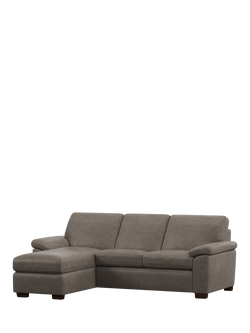John Lewis Camden LHF Chaise End Leather Sofa Bed, Dark Leg, Demetra Grey