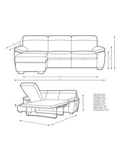 John Lewis Camden LHF Chaise End Leather Sofa Bed, Dark Leg - view 2, Matt Pearl